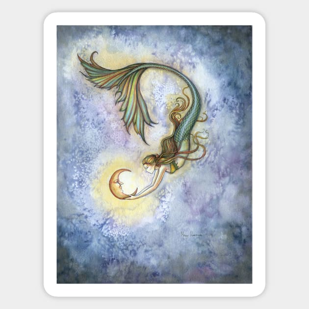 Deep Sea Moon Mermaid Fantasy Art Illustration Sticker by robmolily